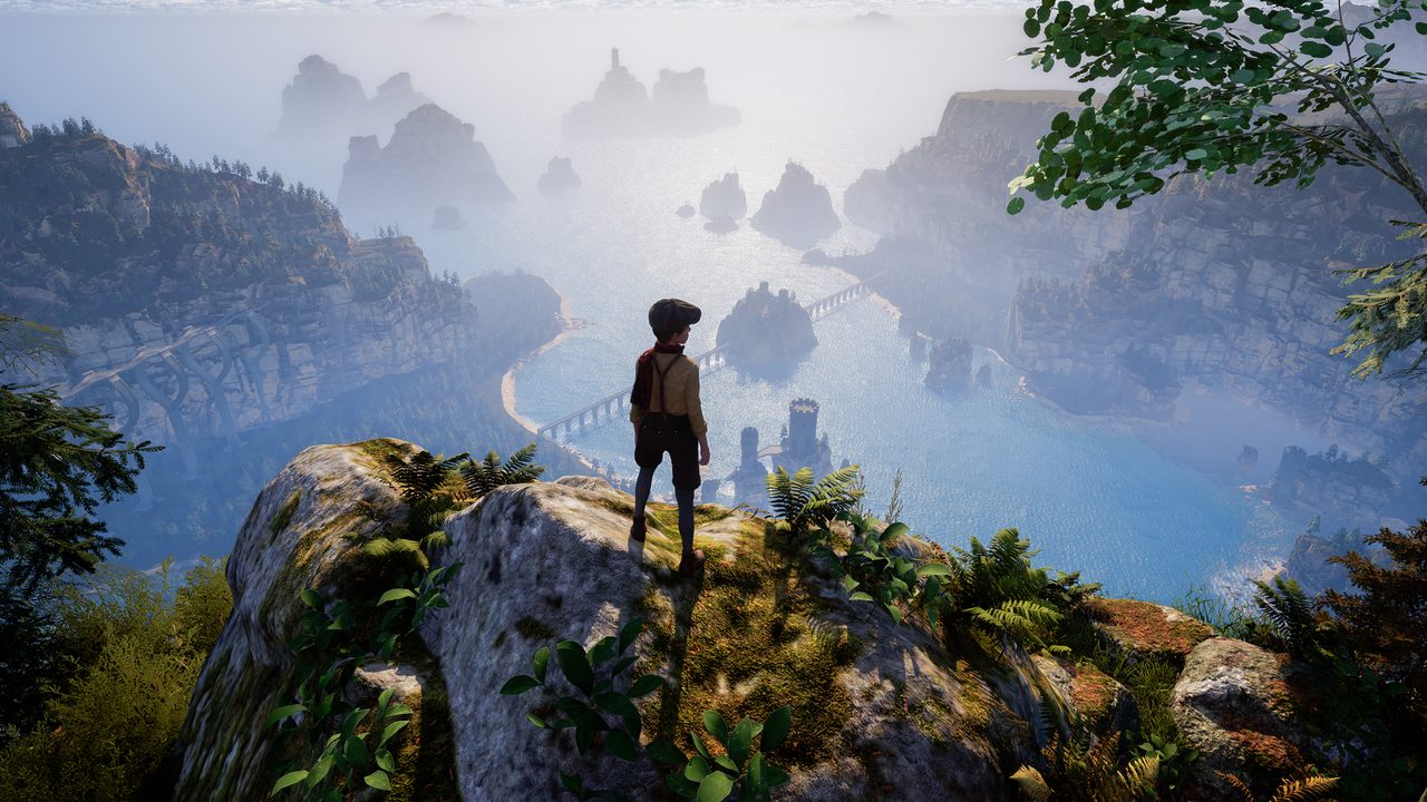 Gabriel on a cliff above the misty valley of Dheralis